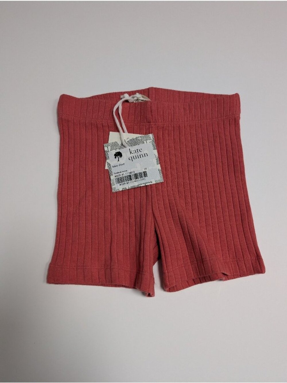 Kate Quinn Organic Cotton Wide Rib Faded Rose 5Y Bike Shorts Red Pink